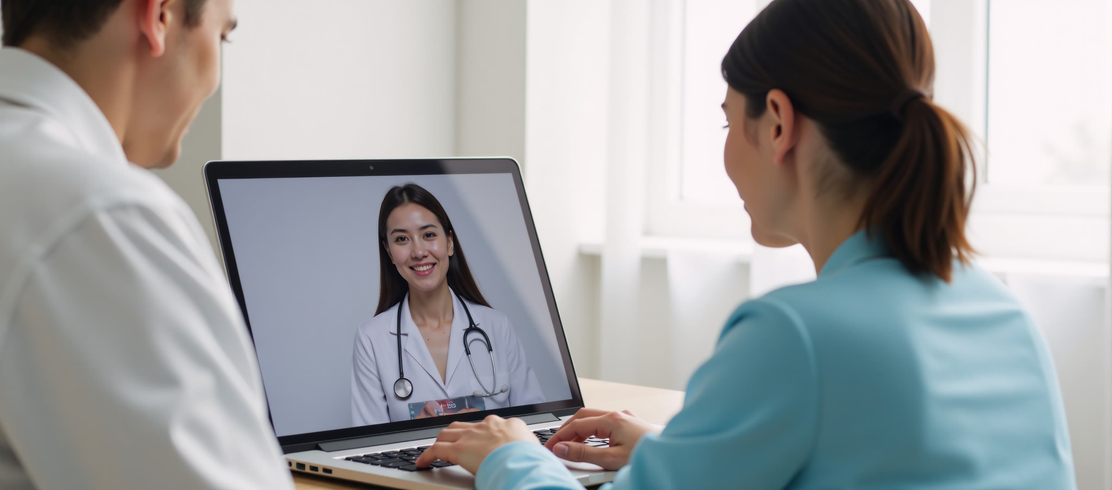 Clinician and patient consulting a doctor over video